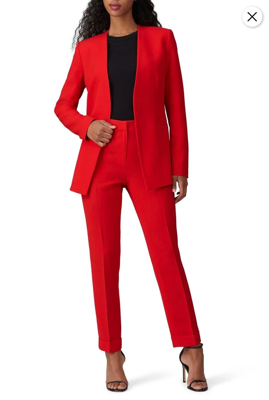 Lafayette 148 NWT Sz 8 Red Suit Set Blazer Pants Redcurrant Retail $1096